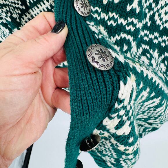 Vintage GAP Fair Isle Cardigan Sweater L 100% Cotton Made in Hong Kong Oversized - Picture 5 of 7